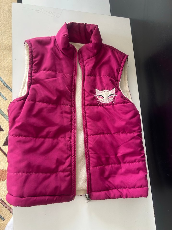 Kız Çocuk Parlak Pembe Fermuarlı Yelek - Görsel 3