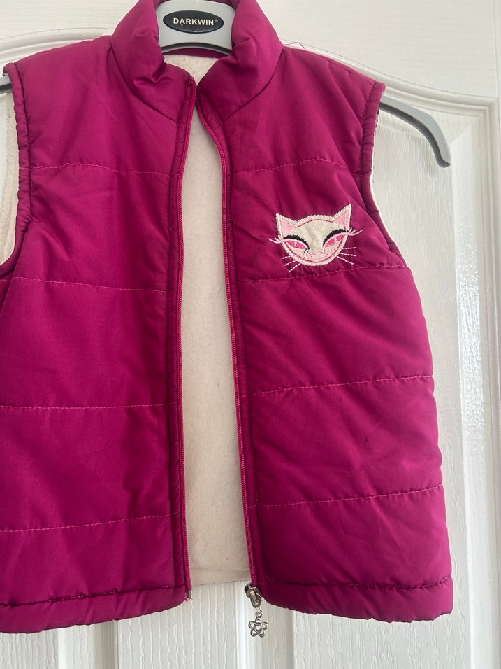 Kız Çocuk Parlak Pembe Fermuarlı Yelek - Görsel 2