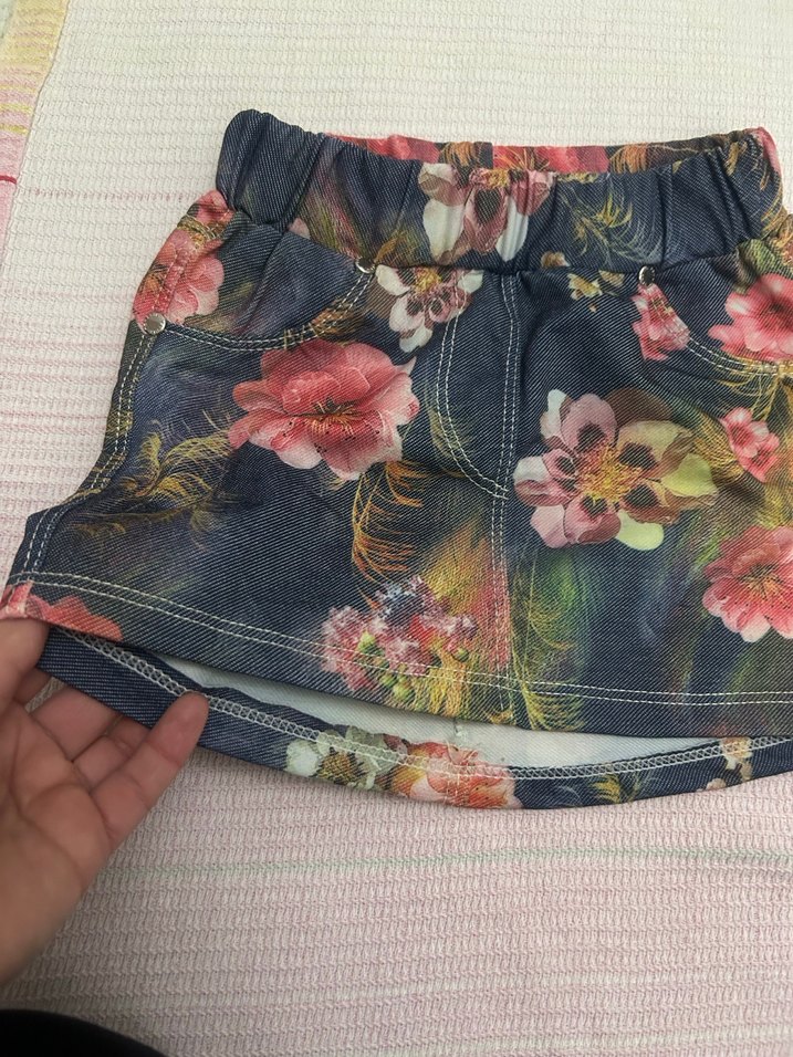 Çiçek Desenli Kız Çocuk  Etek - Görsel 2