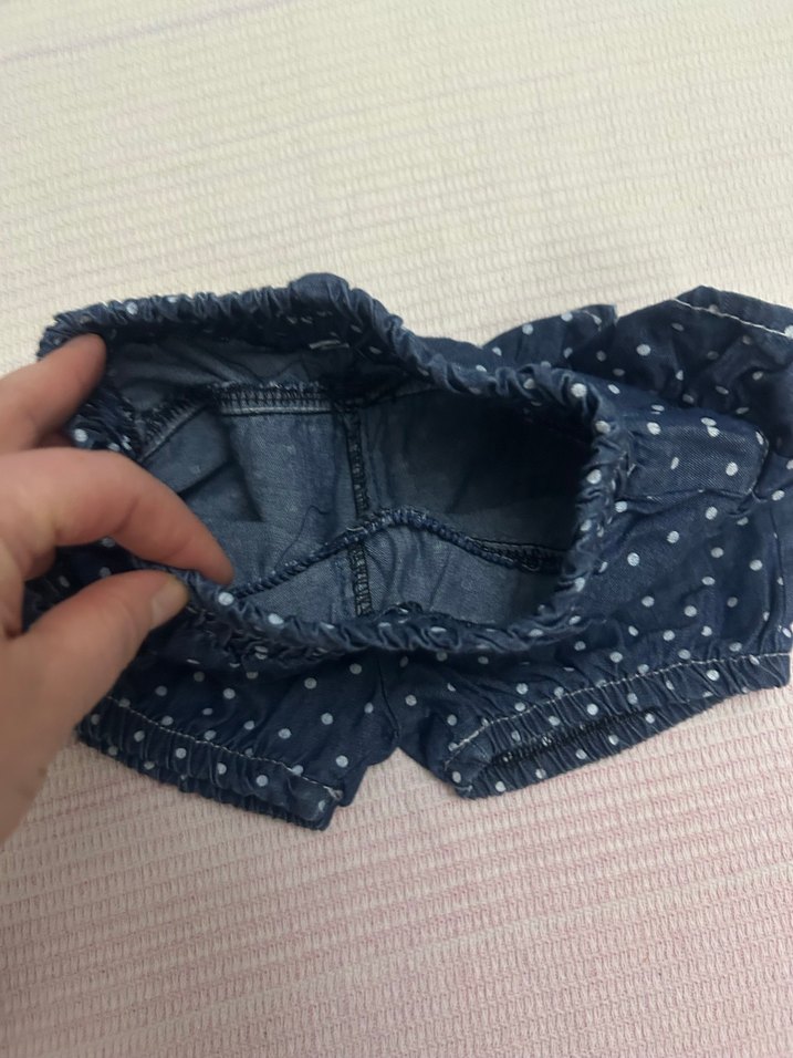 Kız Çocuk Lacivert Puantiyeli Fırfırlı Şort - Görsel 2