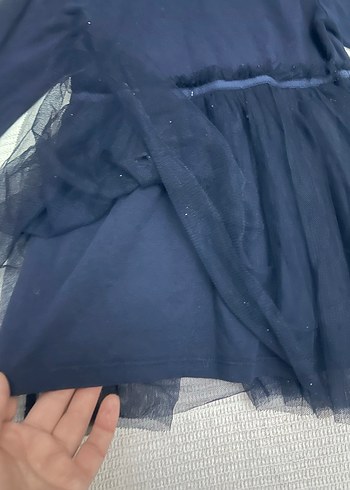 Uzun Kollu Koyu Mavi Kız Elbisesi - Görsel 3