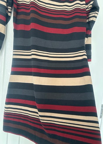 Çizgili Midi Triko Elbise - Görsel 2