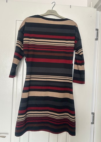 Çizgili Midi Triko Elbise - Görsel 7