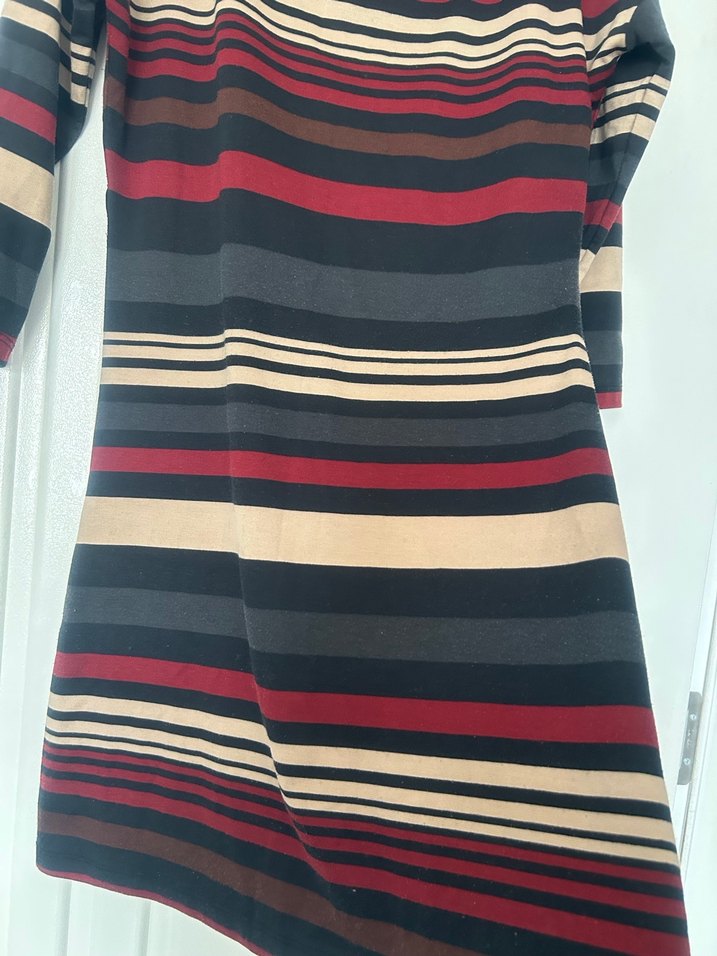 Çizgili Midi Triko Elbise - Görsel 2