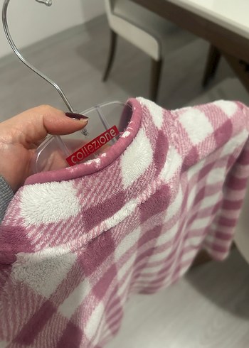 Kız Çocuk Pembe Ekose Desenli Düğmeli Ceket - Görsel 7