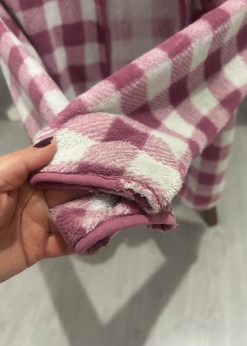 Kız Çocuk Pembe Ekose Desenli Düğmeli Ceket - Görsel 8