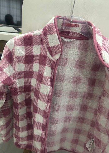 Kız Çocuk Pembe Ekose Desenli Düğmeli Ceket - Görsel 5