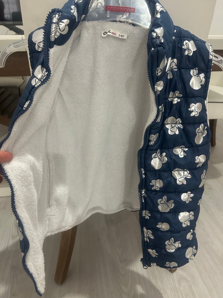 Kız Çocuk Desenli Mavi Yelek - Görsel 2