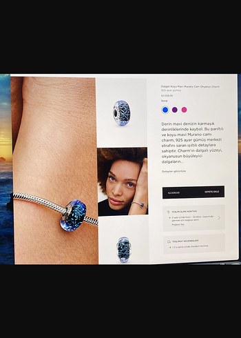 Mavi Düğmeli Kadın Charm - Görsel 4