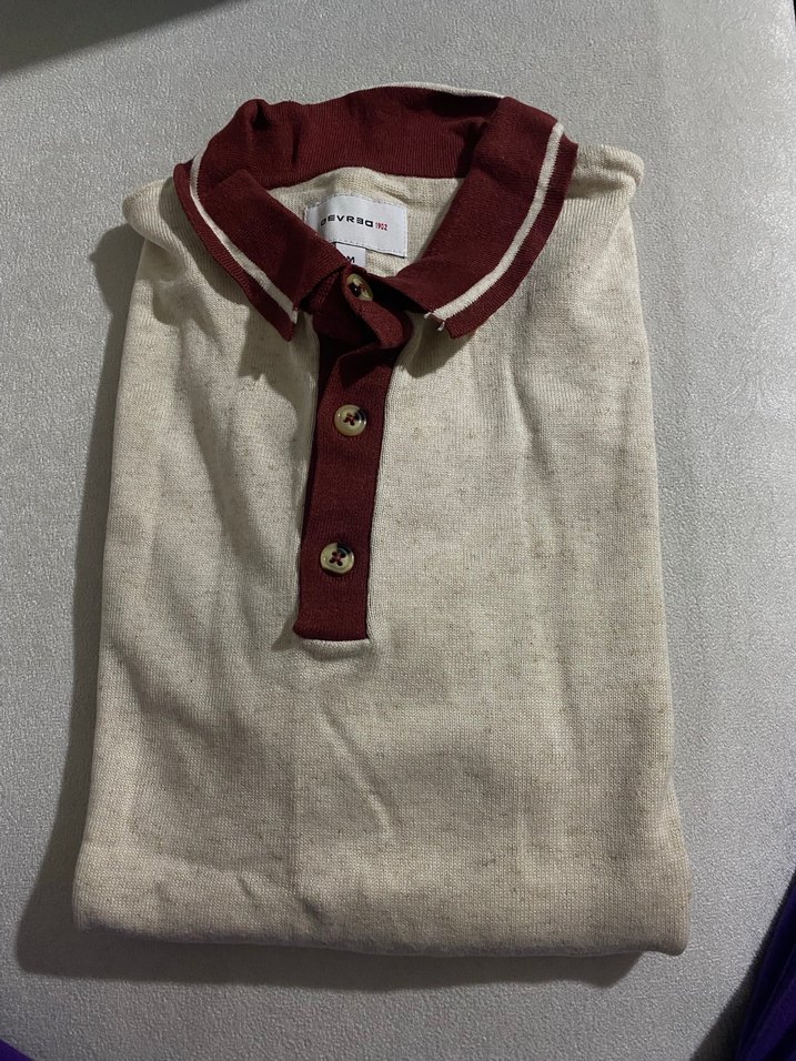 Bej Renkli Kısa Kollu Polo Tişört - Görsel 3