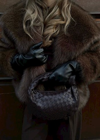 Kahverengi Suni Kürk Detaylı Kadın Ceket - Görsel 2