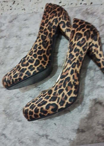 Kahverengi Leopar Desenli Yüksek Topuklu Stiletto - Görsel 2