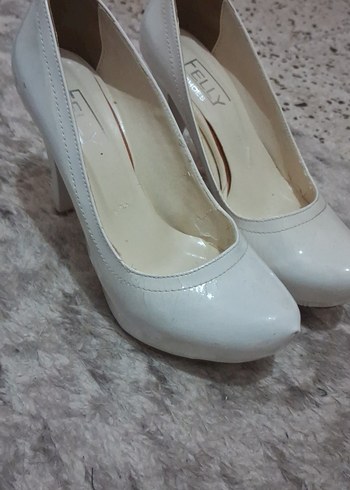 Beyaz Platform Topuklu Kadın Stiletto - Görsel 2