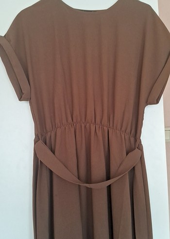 Bej Kemerli Midi Hamile Elbisesi - Görsel 2