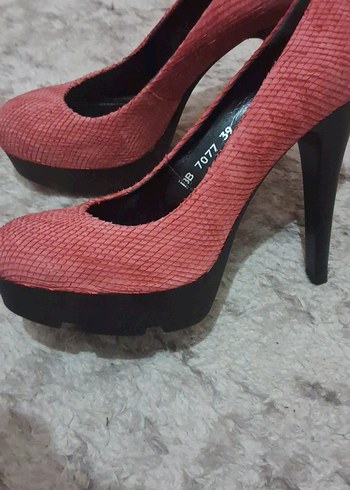 Pembe Yılan Desenli Platform Topuklu Stiletto - Görsel 2