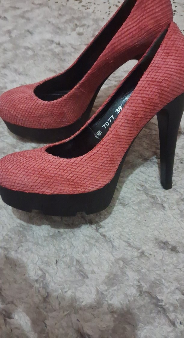 Pembe Yılan Desenli Platform Topuklu Stiletto - Görsel 2