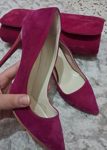 Pembe Süet Stiletto Kadın Ayakkabı - Görsel 2