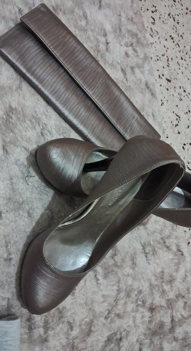 Klasik Gri Deri Stiletto Kadın Topuklu - Görsel 2