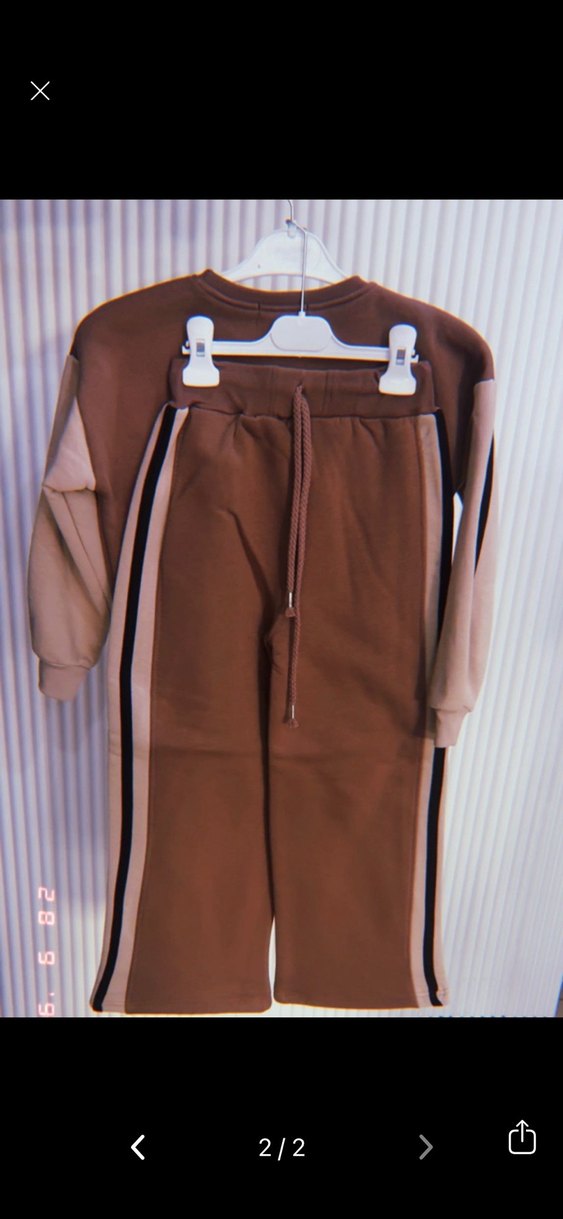 Kız Çocuk Kahverengi Baskılı Eşofman Takımı - Görsel 2