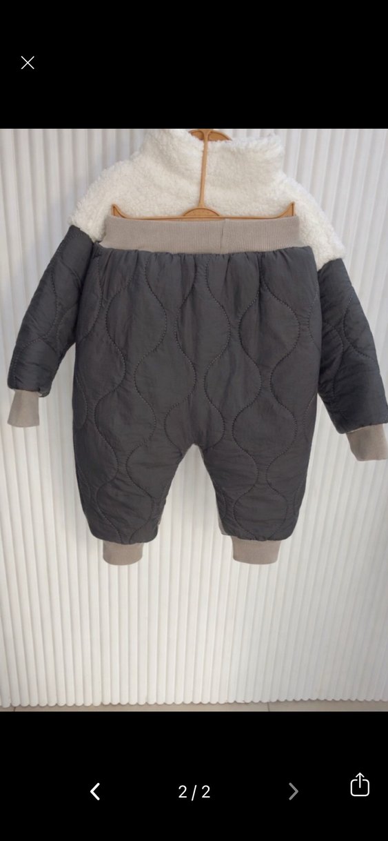 Gri Detaylı Beyaz Bebek Kar Tulumu - Görsel 2