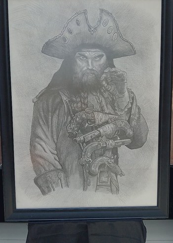 karayip korsanları kara sakalın karakalem tablosu - Görsel 3