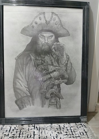 karayip korsanları kara sakalın karakalem tablosu - Görsel 2