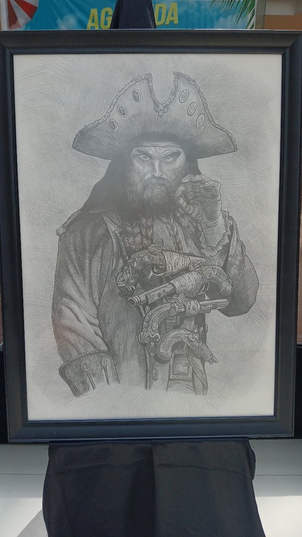 karayip korsanları kara sakalın karakalem tablosu - Görsel 3