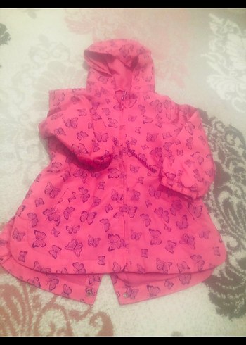 Kız Çocuk Pembe Kapüşonlu Baskılı Mont - Görsel 2