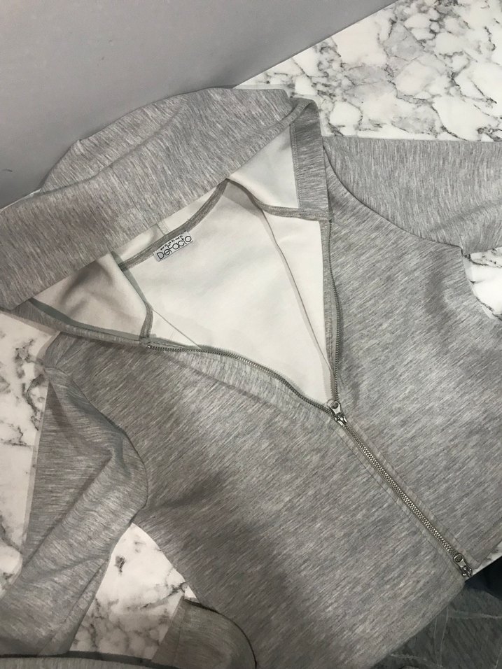 Gri Fermuarlı V Yaka Hamile Sweatshirt - Görsel 2