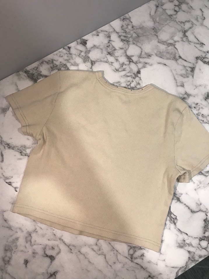 Bej Basic Kısa Kollu Tişört - Görsel 2