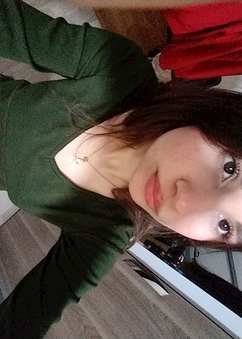 Kadın Yeşil V Yaka Uzun Kollu bluz S beden - Görsel 2