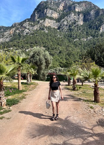 Bohem Tarz Mini Leopar Desenli Krem Etek - Görsel 3