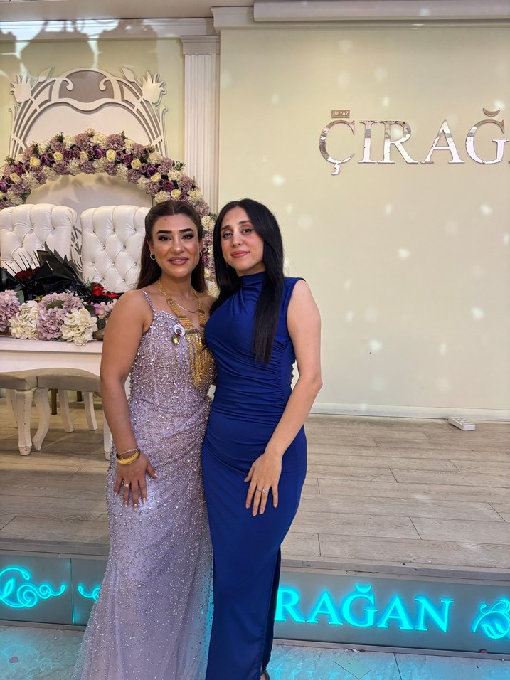 Lacivert uzun  elbise - Görsel 4