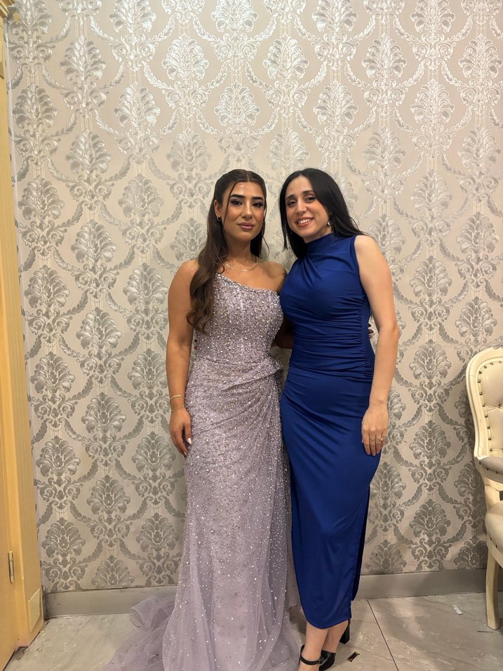 Lacivert uzun  elbise - Görsel 2