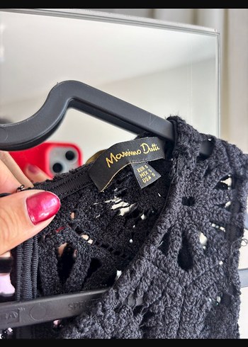 Siyah Dantelli V Yaka Midi Elbise - Görsel 2