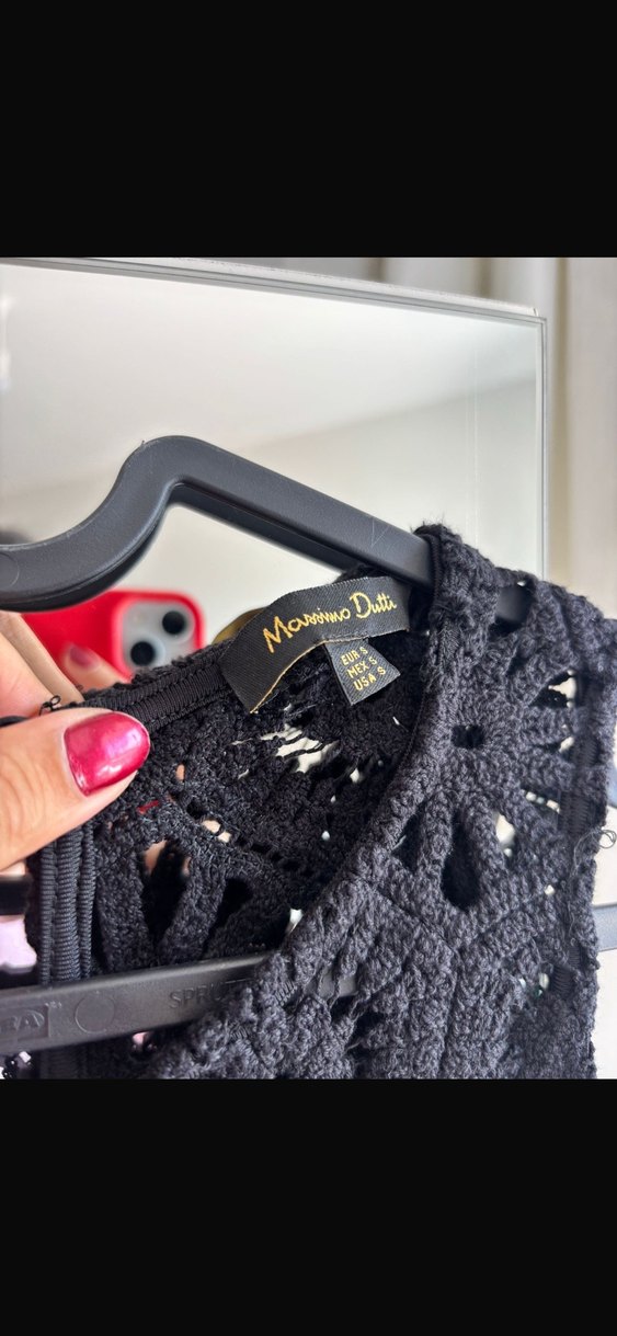 Siyah Dantelli V Yaka Midi Elbise - Görsel 2