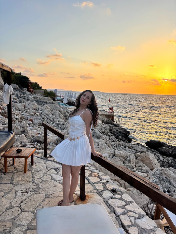 Beyaz Bohem Straplez Mini Elbise - Görsel 3