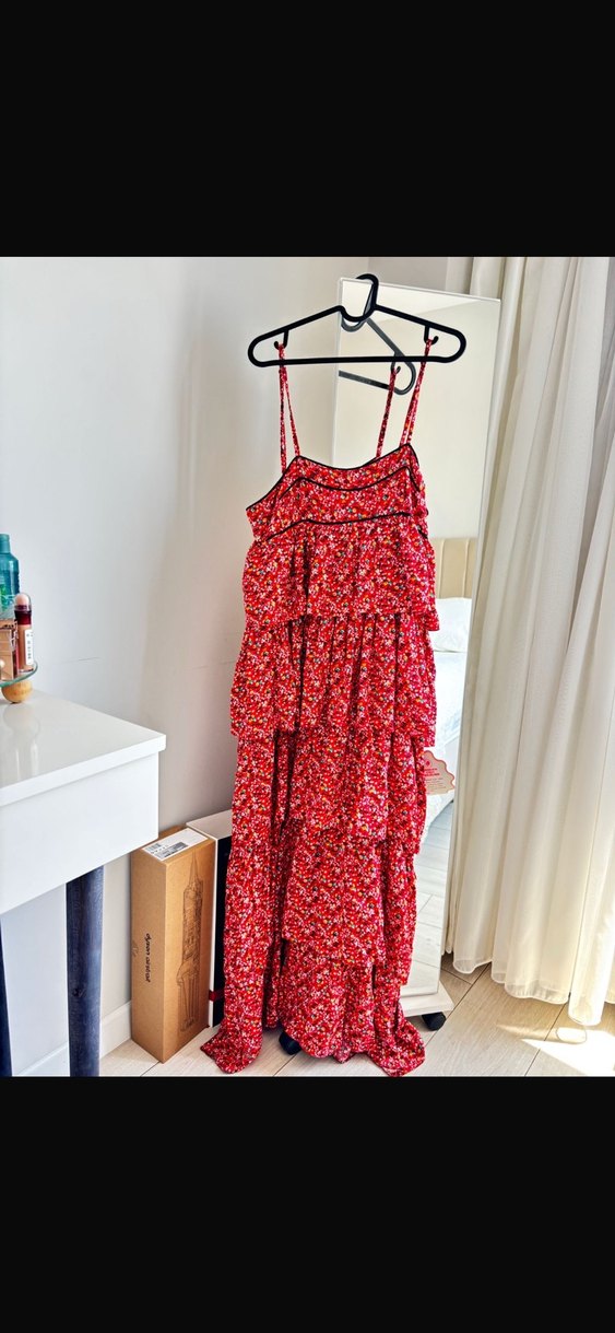 Kadın Renkli Uzun Bohem Askılı Elbise - Görsel 2