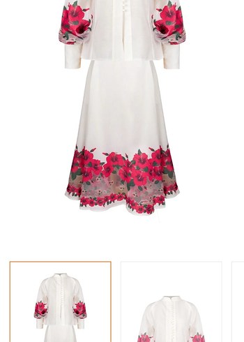 Nakışlı Pembe Midi Etek - Görsel 2