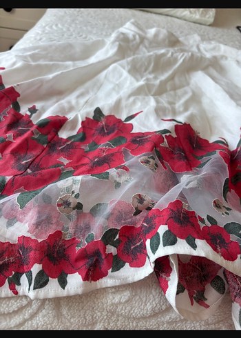 Nakışlı Pembe Midi Etek - Görsel 3