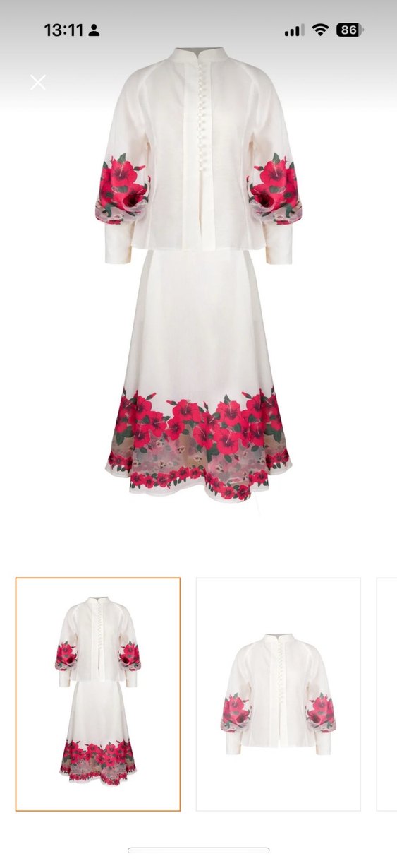 Nakışlı Pembe Midi Etek - Görsel 2