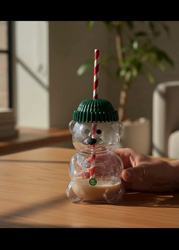 Renkli Ayı Figürlü Bardak ve Pipet - Görsel 5