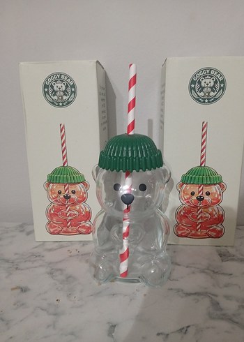 Bearista Renkli Ayı Şekilli Bardak ve Pipet - Görsel 2