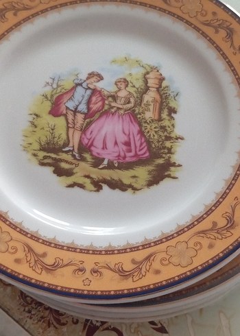 Parlak Çok Renkli Desenli pasta Tabak Seti 5li boyu 17 cm - Görsel 2