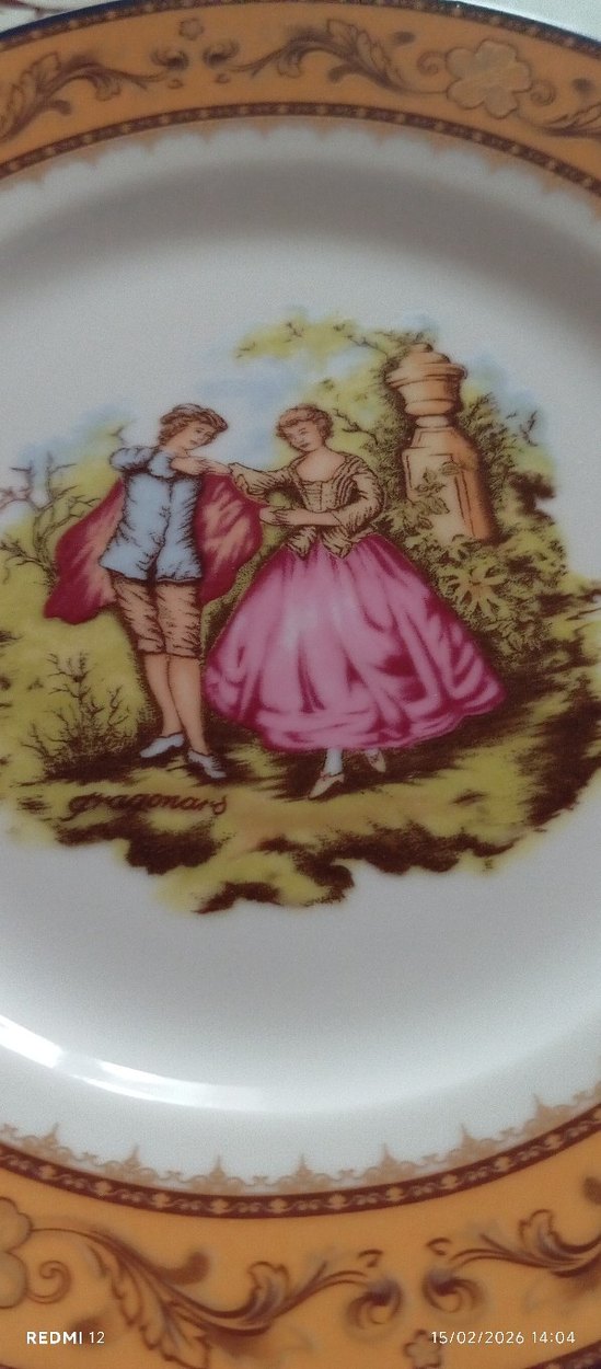 Parlak Çok Renkli Desenli pasta Tabak Seti 5li boyu 17 cm - Görsel 3