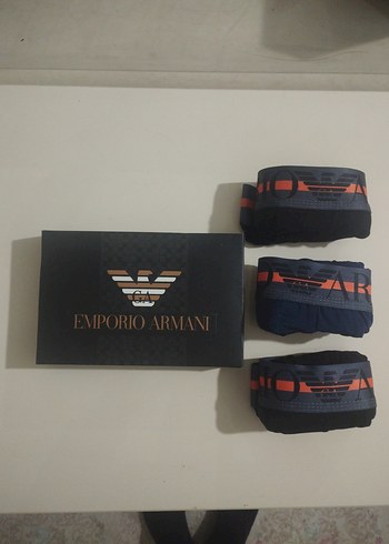 3'lü Emporio Armani Erkek Siyah Baskılı Boxer - Görsel 4