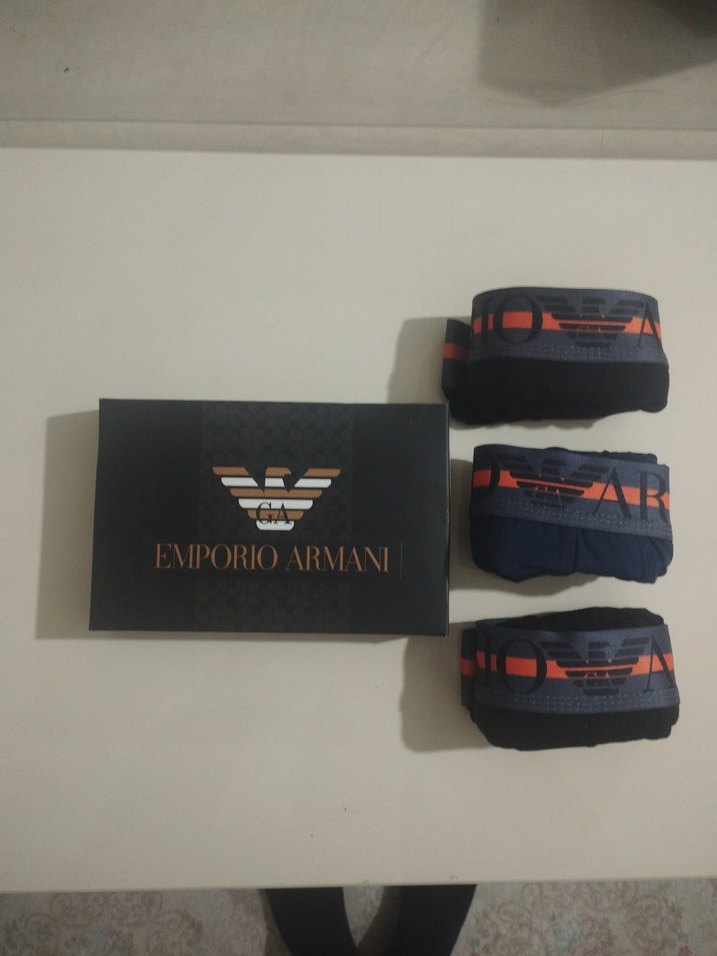 3'lü Emporio Armani Erkek Siyah Baskılı Boxer - Görsel 5