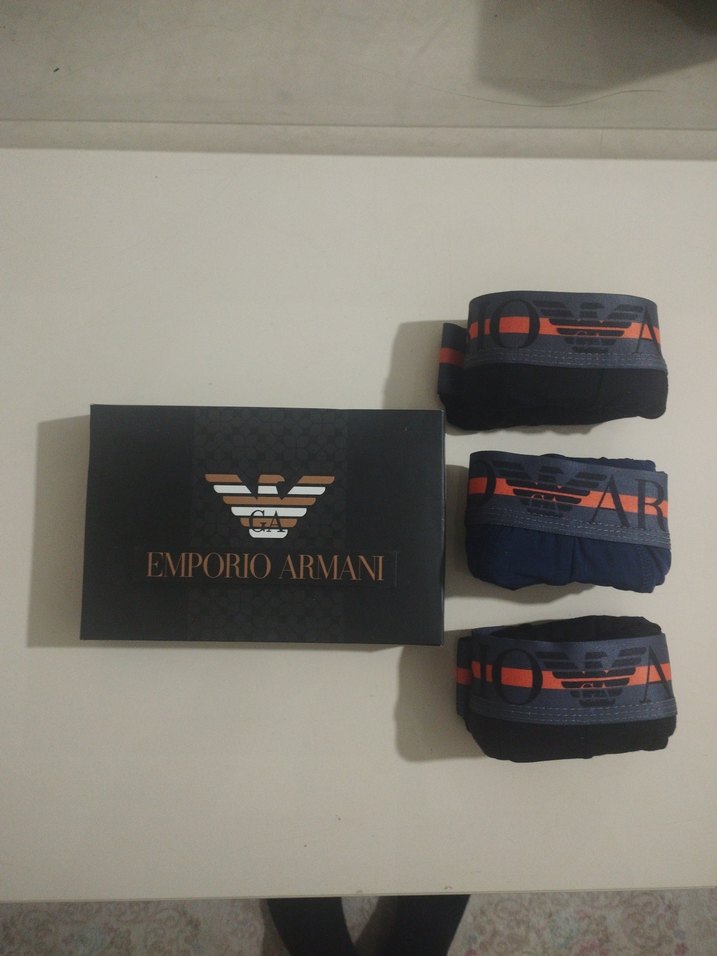 3'lü Emporio Armani Siyah Baskılı Erkek Boxer - Görsel 4