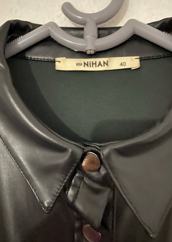 Düğmeli Siyah Deri Kadın Ceket - Görsel 3