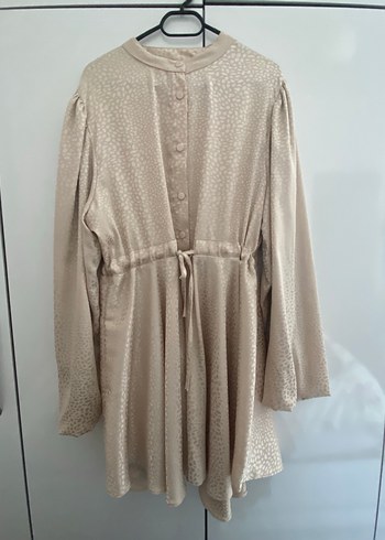 Düğmeli Bej Midi Kadın Tunik - Görsel 3